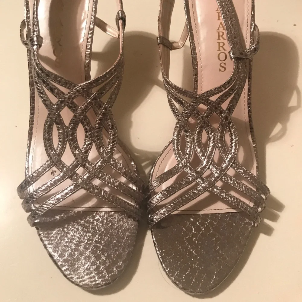 Caparros Metallic Gold Strappy Heeled Sandals,heel Small Scatch Barely Can See - Picture 1 of 5